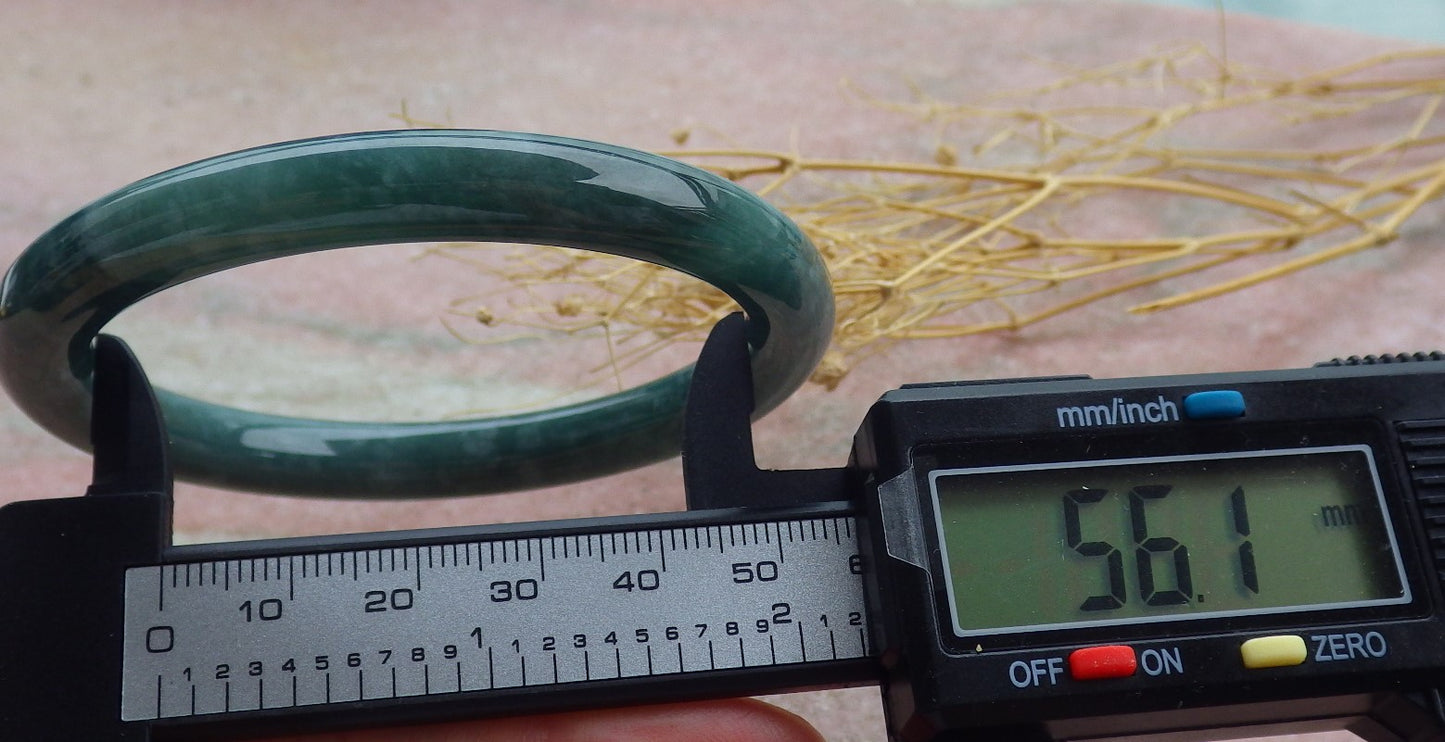 Certified Icy Green Burma 100% Natural A JADE Jadeite Circle Bangle Bracelet 56 mm 手镯 638773  TN