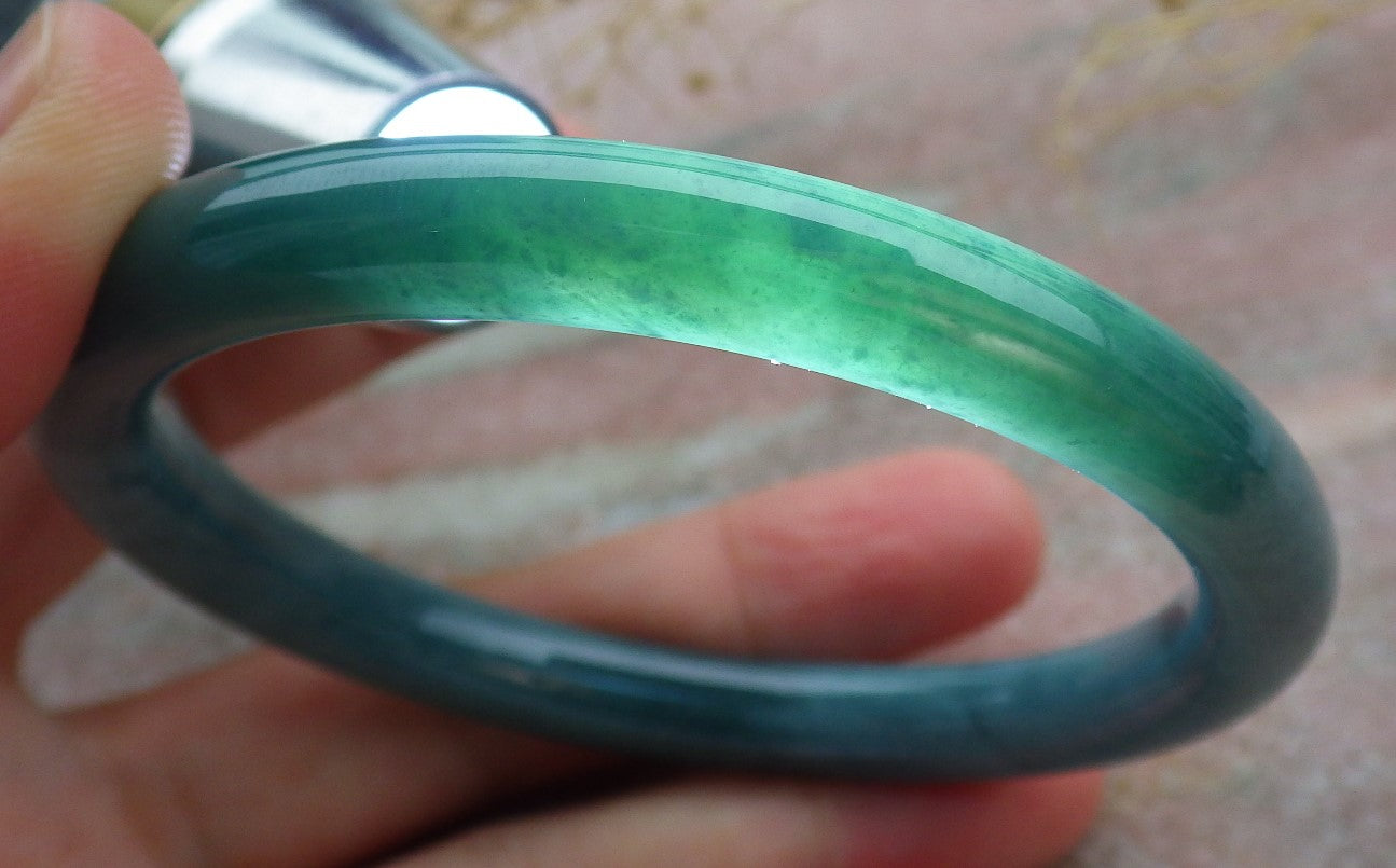 Certified Icy Green Burma 100% Natural A JADE Jadeite Circle Bangle Bracelet 57 mm 手镯 638940  TN