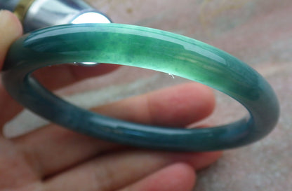 Certified Icy Green Burma 100% Natural A JADE Jadeite Circle Bangle Bracelet 57 mm 手镯 638940  TN