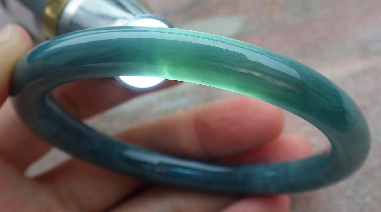 Certified Icy Green Burma 100% Natural A JADE Jadeite Circle Bangle Bracelet 57 mm 手镯 638940  TN