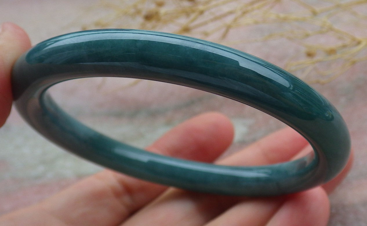 Certified Icy Green Burma 100% Natural A JADE Jadeite Circle Bangle Bracelet 57 mm 手镯 638940  TN