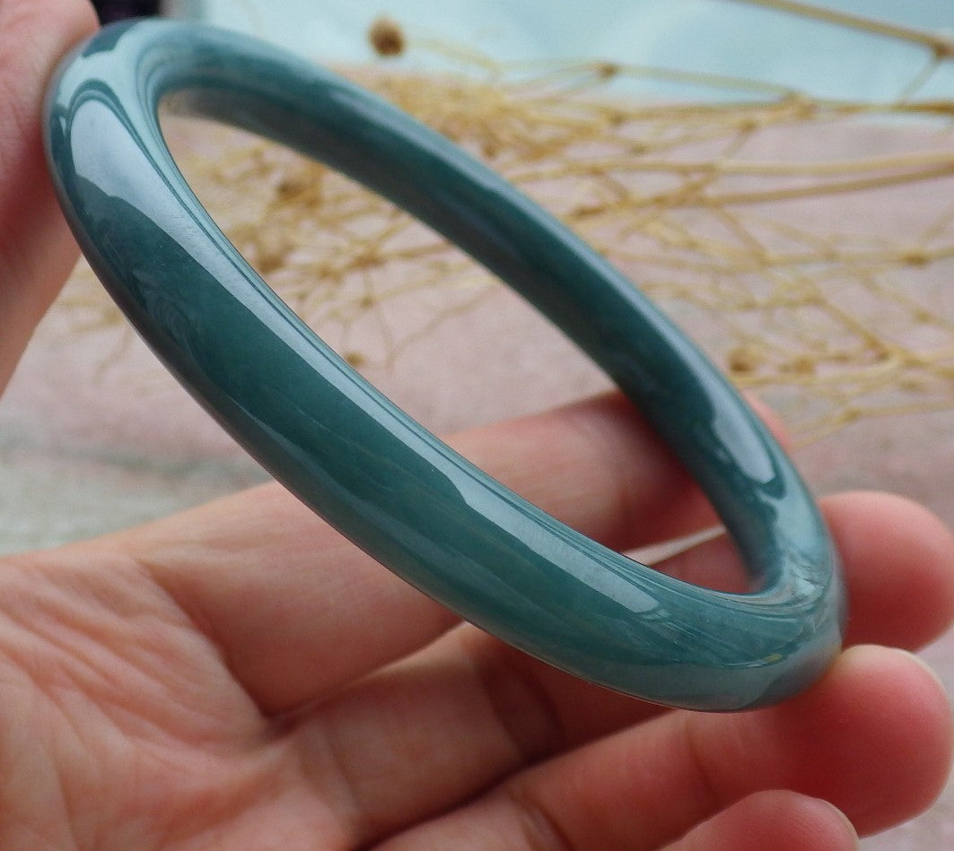 Certified Icy Green Burma 100% Natural A JADE Jadeite Circle Bangle Bracelet 57 mm 手镯 638940  TN