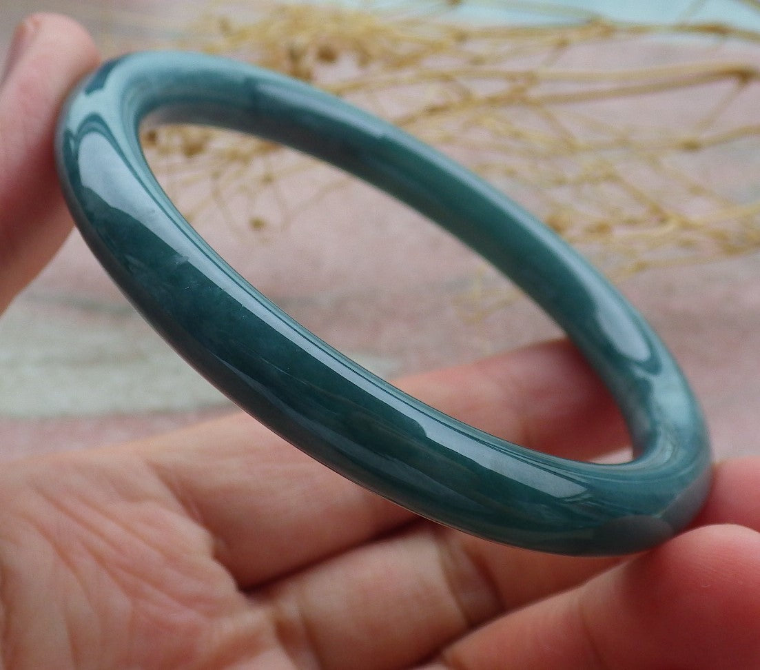 Certified Icy Green Burma 100% Natural A JADE Jadeite Circle Bangle Bracelet 57 mm 手镯 638940  TN