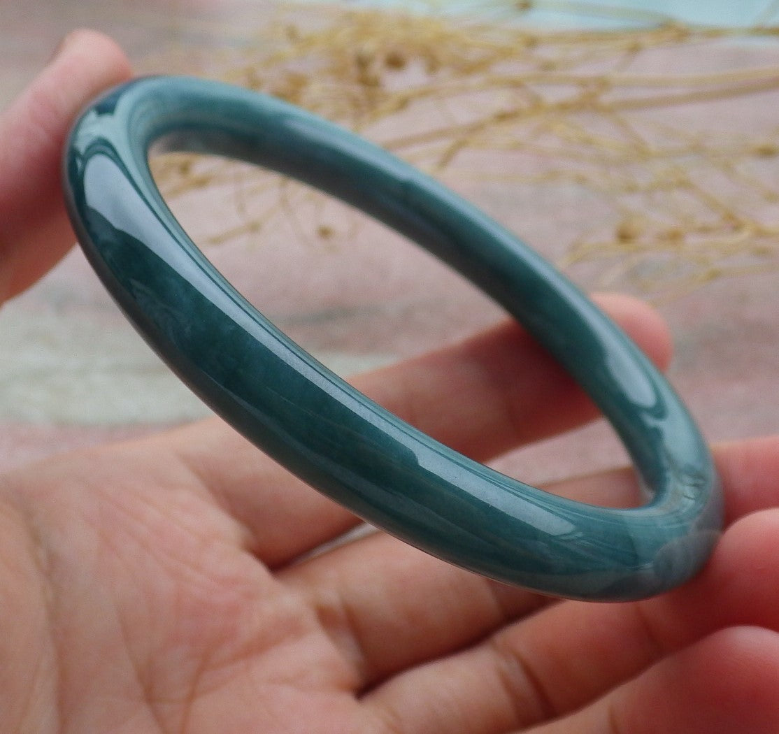 Certified Icy Green Burma 100% Natural A JADE Jadeite Circle Bangle Bracelet 57 mm 手镯 638940  TN