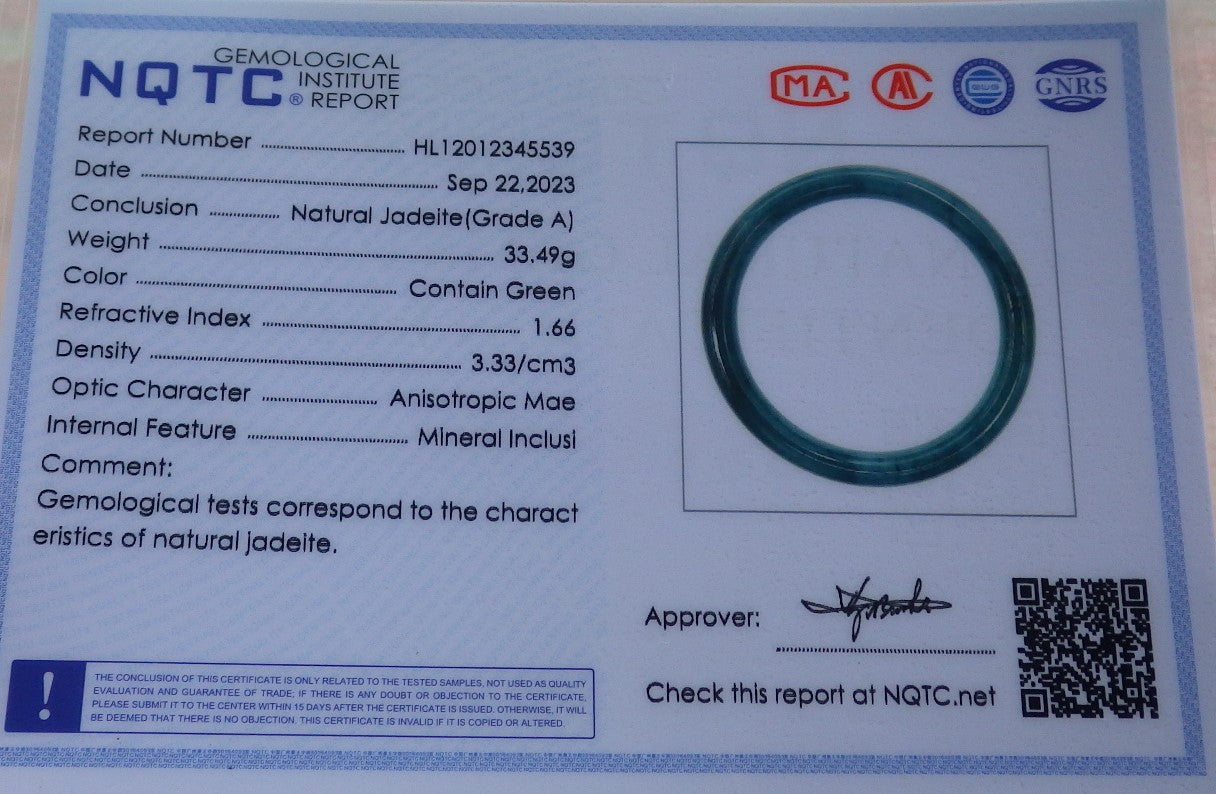 Certified Icy Green Burma 100% Natural A JADE Jadeite Circle Bangle Bracelet 57 mm 手镯 638940  TN