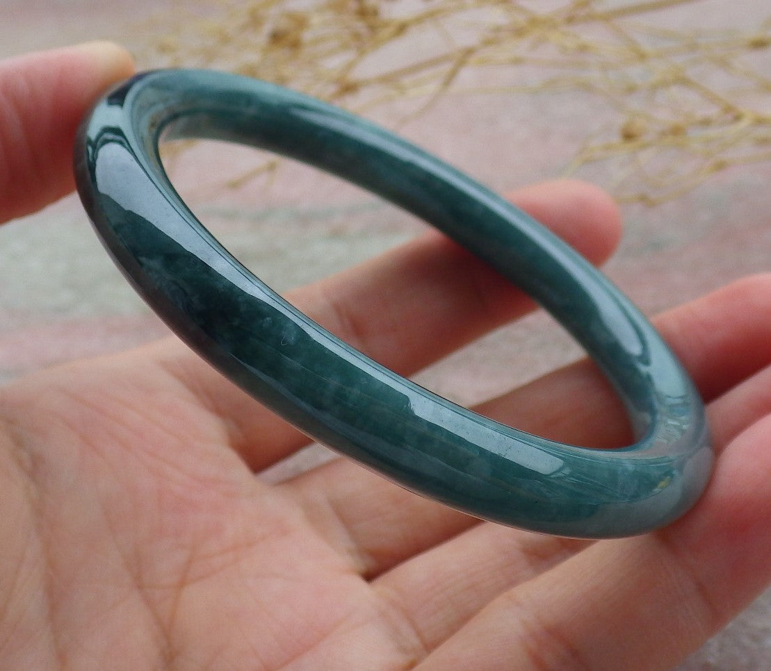 Certified Burma JADE Jadeite Circle Bangle Bracelet 55 mm 638951 TN