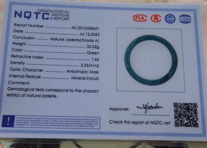 Certified Burma JADE Jadeite Circle Bangle Bracelet 55 mm 638951 TN