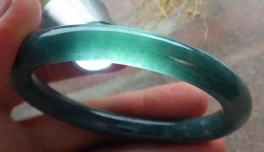 Certified Icy Green Burma 100% Natural A JADE Jadeite Circle Bangle Bracelet 55 mm 手镯 639113  TN