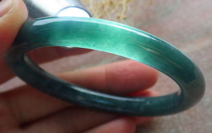 Certified Icy Green Burma 100% Natural A JADE Jadeite Circle Bangle Bracelet 55 mm 手镯 639113  TN