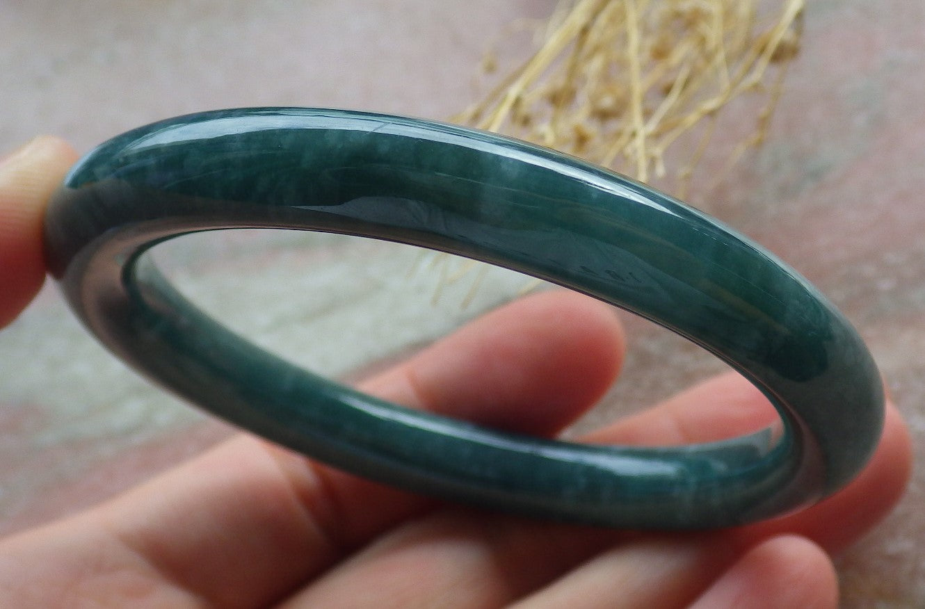 Certified Icy Green Burma 100% Natural A JADE Jadeite Circle Bangle Bracelet 55 mm 手镯 639113  TN