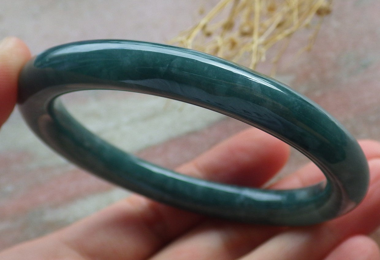 Certified Icy Green Burma 100% Natural A JADE Jadeite Circle Bangle Bracelet 55 mm 手镯 639113  TN