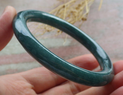 Certified Icy Green Burma 100% Natural A JADE Jadeite Circle Bangle Bracelet 55 mm 手镯 639113  TN