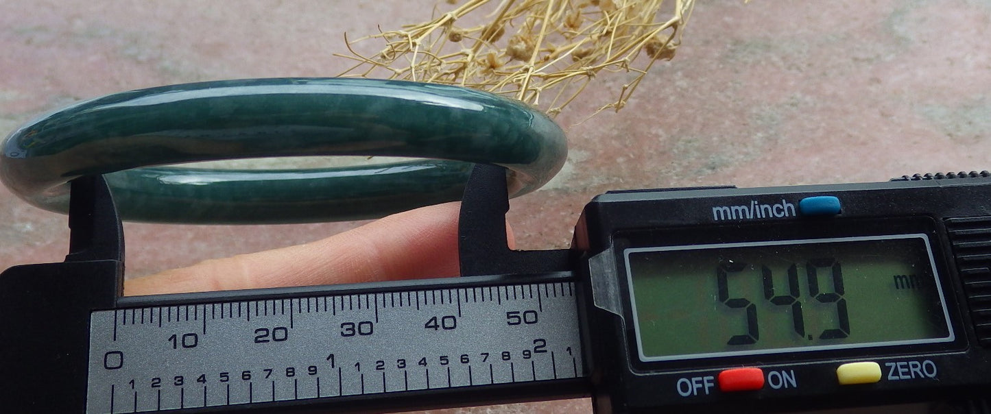 Certified Icy Green Burma 100% Natural A JADE Jadeite Circle Bangle Bracelet 55 mm 手镯 639113  TN