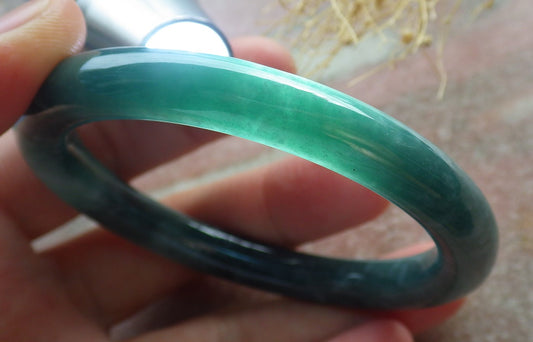 Certified Icy Green Burma 100% Natural A JADE Jadeite Circle Bangle Bracelet 54mm 手镯 639123  TN