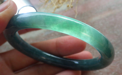 Certified Icy Green Burma 100% Natural A JADE Jadeite Circle Bangle Bracelet 54mm 手镯 639123  TN