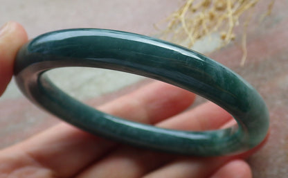 Certified Icy Green Burma 100% Natural A JADE Jadeite Circle Bangle Bracelet 54mm 手镯 639123  TN