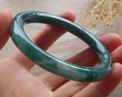 Certified Icy Green Burma 100% Natural A JADE Jadeite Circle Bangle Bracelet 54mm 手镯 639123  TN