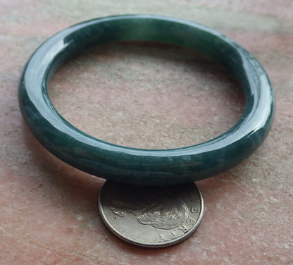 Certified Icy Green Burma 100% Natural A JADE Jadeite Circle Bangle Bracelet 54mm 手镯 639123  TN