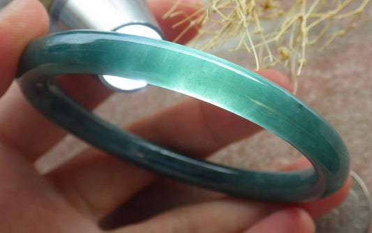 Certified Icy Green Burma 100% Natural A JADE Jadeite Circle Bangle Bracelet 55 mm 手镯 639142  TN