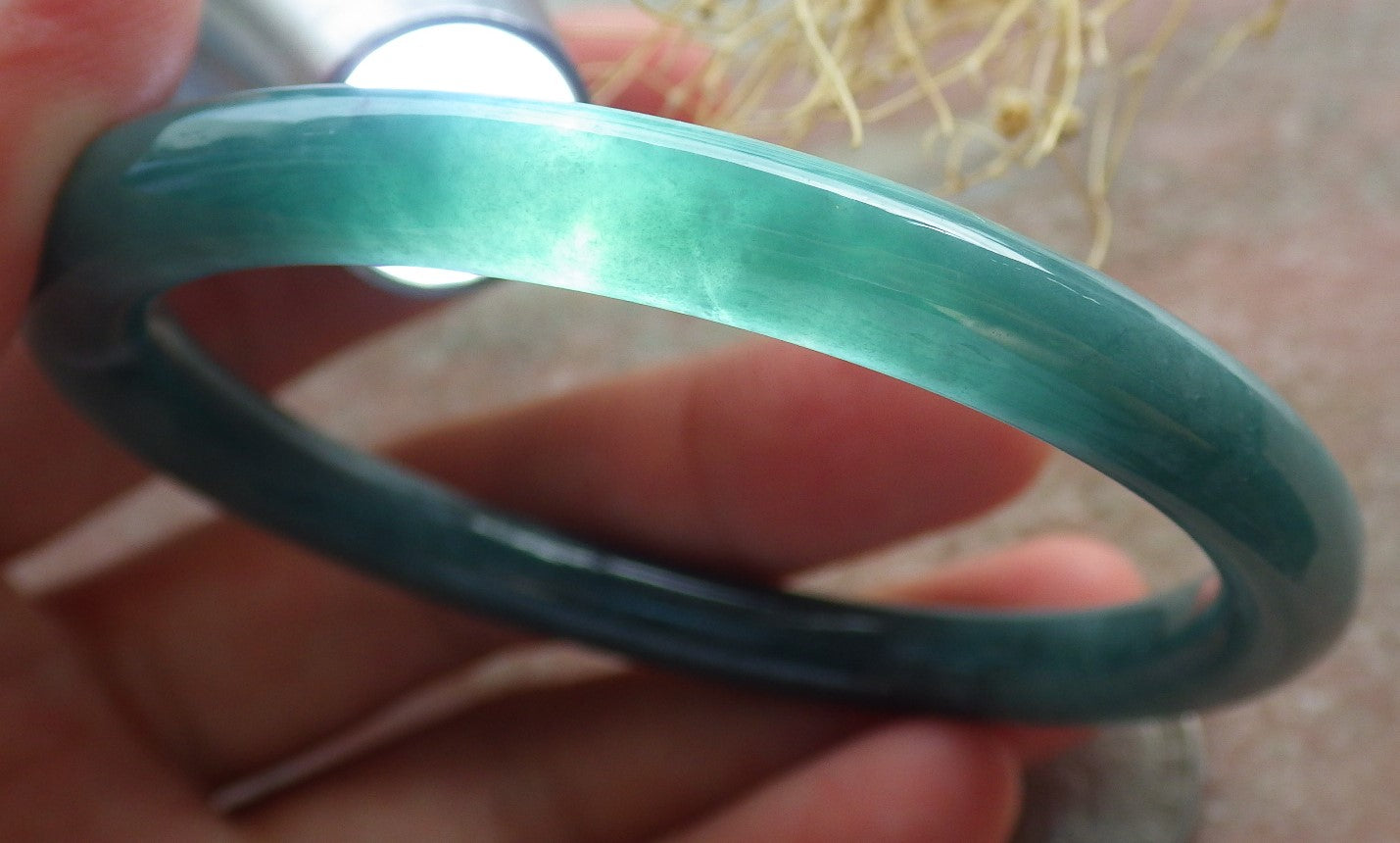Certified Icy Green Burma 100% Natural A JADE Jadeite Circle Bangle Bracelet 55 mm 手镯 639142  TN