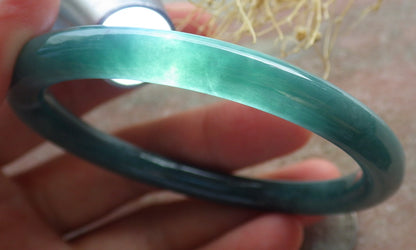 Certified Icy Green Burma 100% Natural A JADE Jadeite Circle Bangle Bracelet 55 mm 手镯 639142  TN