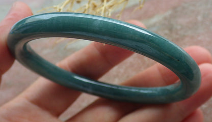 Certified Icy Green Burma 100% Natural A JADE Jadeite Circle Bangle Bracelet 55 mm 手镯 639142  TN