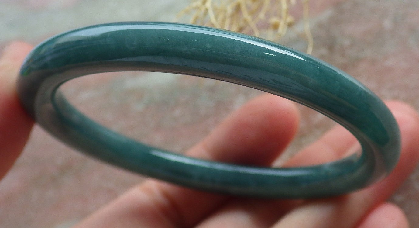 Certified Icy Green Burma 100% Natural A JADE Jadeite Circle Bangle Bracelet 55 mm 手镯 639142  TN