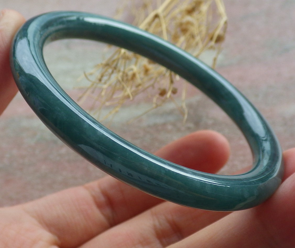 Certified Icy Green Burma 100% Natural A JADE Jadeite Circle Bangle Bracelet 55 mm 手镯 639142  TN