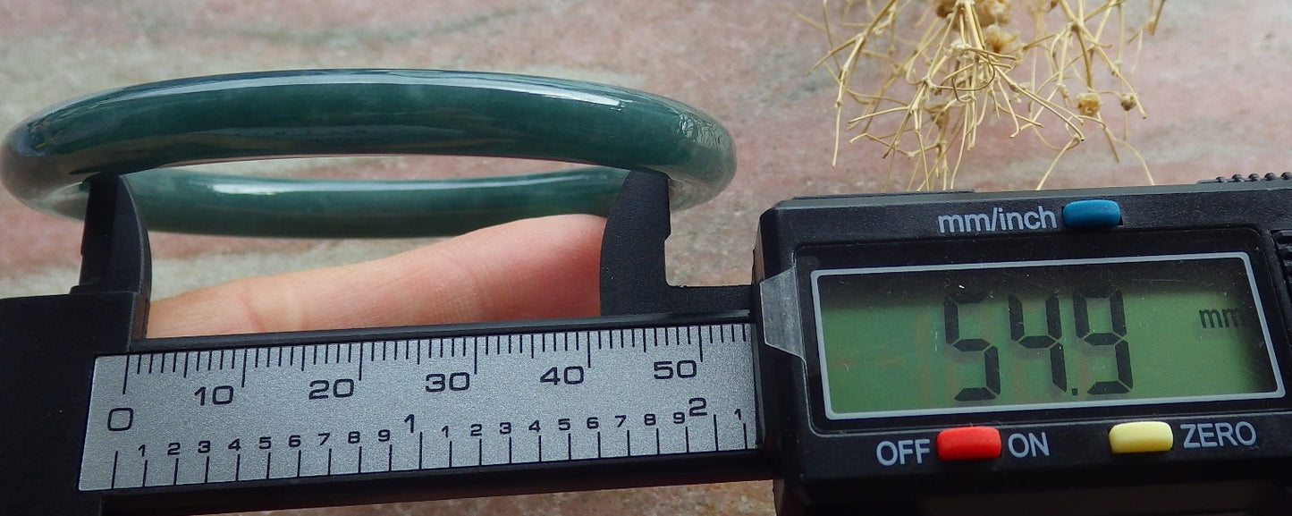 Certified Icy Green Burma 100% Natural A JADE Jadeite Circle Bangle Bracelet 55 mm 手镯 639142  TN