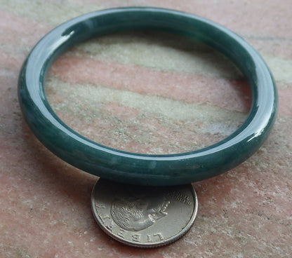 Certified Icy Green Burma 100% Natural A JADE Jadeite Circle Bangle Bracelet 55 mm 手镯 639142  TN