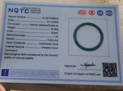 Certified Icy Green Burma 100% Natural A JADE Jadeite Circle Bangle Bracelet 55 mm 手镯 639142  TN