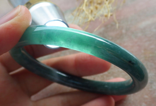 Certified Icy Green Burma 100% Natural A JADE Jadeite Circle Bangle Bracelet 58 mm 手镯 639159  TN