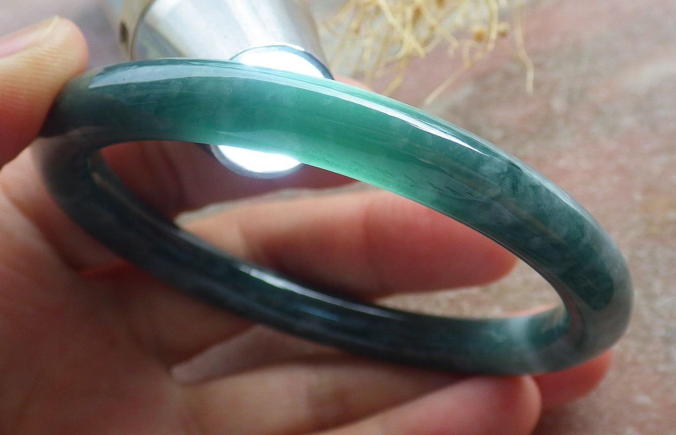 Certified Icy Green Burma 100% Natural A JADE Jadeite Circle Bangle Bracelet 58 mm 手镯 639159  TN