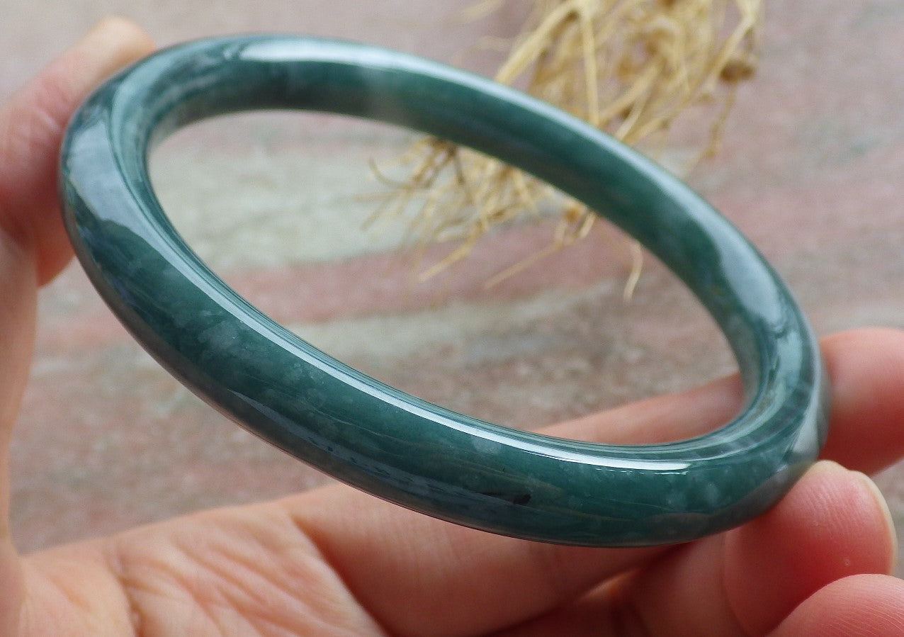Certified Icy Green Burma 100% Natural A JADE Jadeite Circle Bangle Bracelet 58 mm 手镯 639159  TN