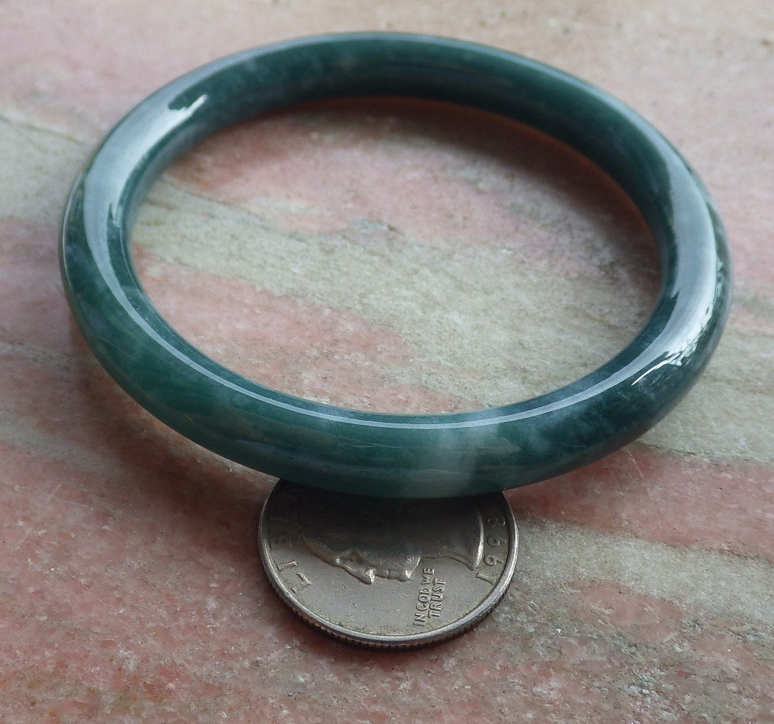 Certified Icy Green Burma 100% Natural A JADE Jadeite Circle Bangle Bracelet 58 mm 手镯 639159  TN