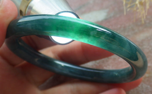 Certified Icy Green Burma 100% Natural A JADE Jadeite Circle Bangle Bracelet 56 mm 手镯 639189  TN