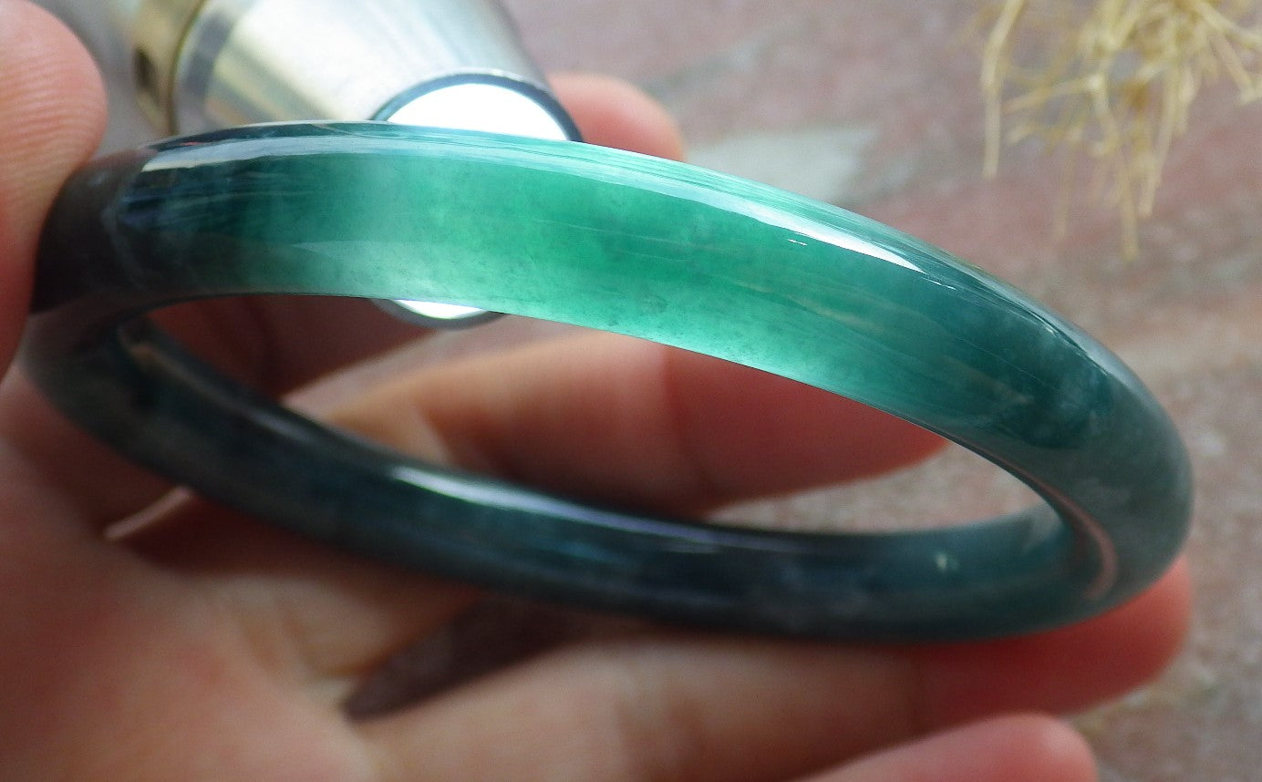 Certified Icy Green Burma 100% Natural A JADE Jadeite Circle Bangle Bracelet 56 mm 手镯 639189  TN