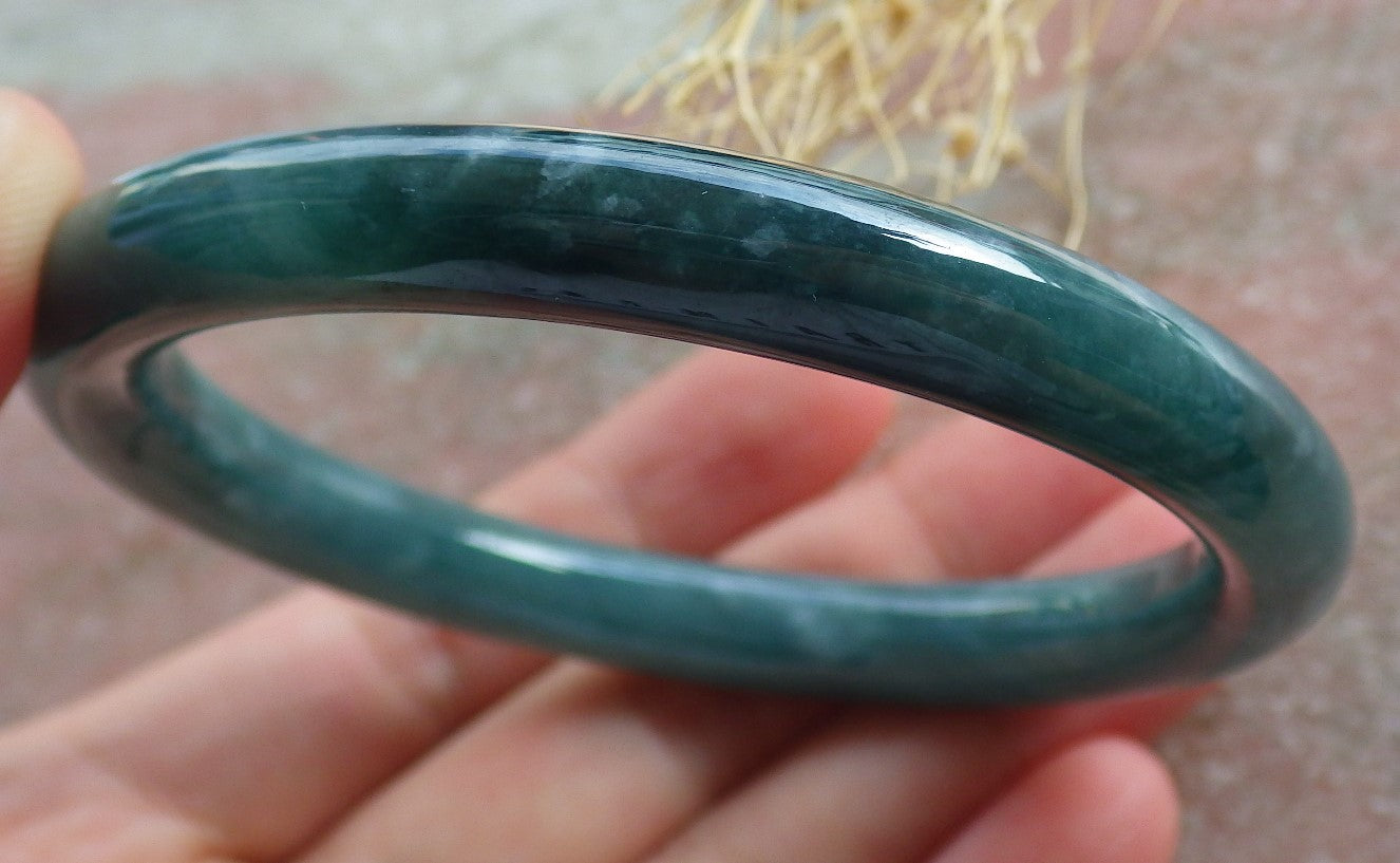 Certified Icy Green Burma 100% Natural A JADE Jadeite Circle Bangle Bracelet 56 mm 手镯 639189  TN