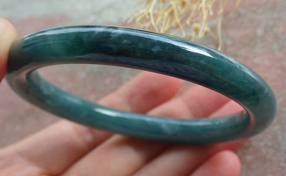 Certified Icy Green Burma 100% Natural A JADE Jadeite Circle Bangle Bracelet 56 mm 手镯 639189  TN