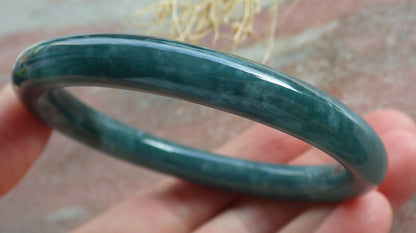 Certified Icy Green Burma 100% Natural A JADE Jadeite Circle Bangle Bracelet 56 mm 手镯 639189  TN