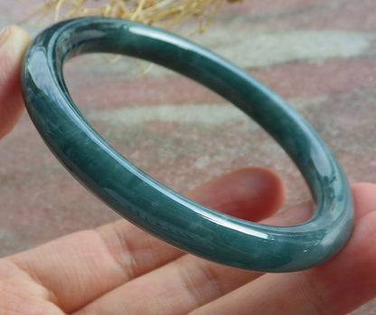 Certified Icy Green Burma 100% Natural A JADE Jadeite Circle Bangle Bracelet 56 mm 手镯 639189  TN