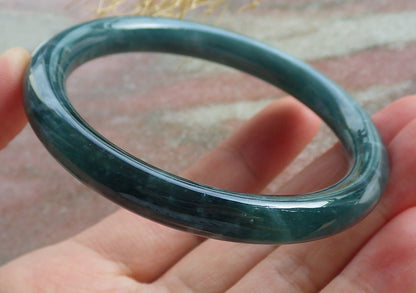 Certified Icy Green Burma 100% Natural A JADE Jadeite Circle Bangle Bracelet 56 mm 手镯 639189  TN