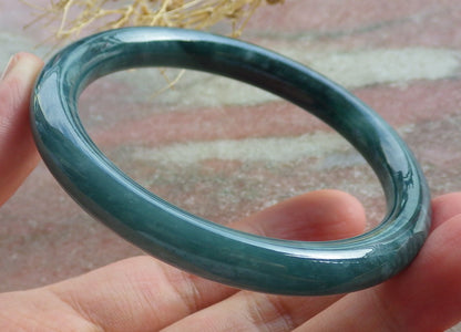 Certified Icy Green Burma 100% Natural A JADE Jadeite Circle Bangle Bracelet 56 mm 手镯 639189  TN