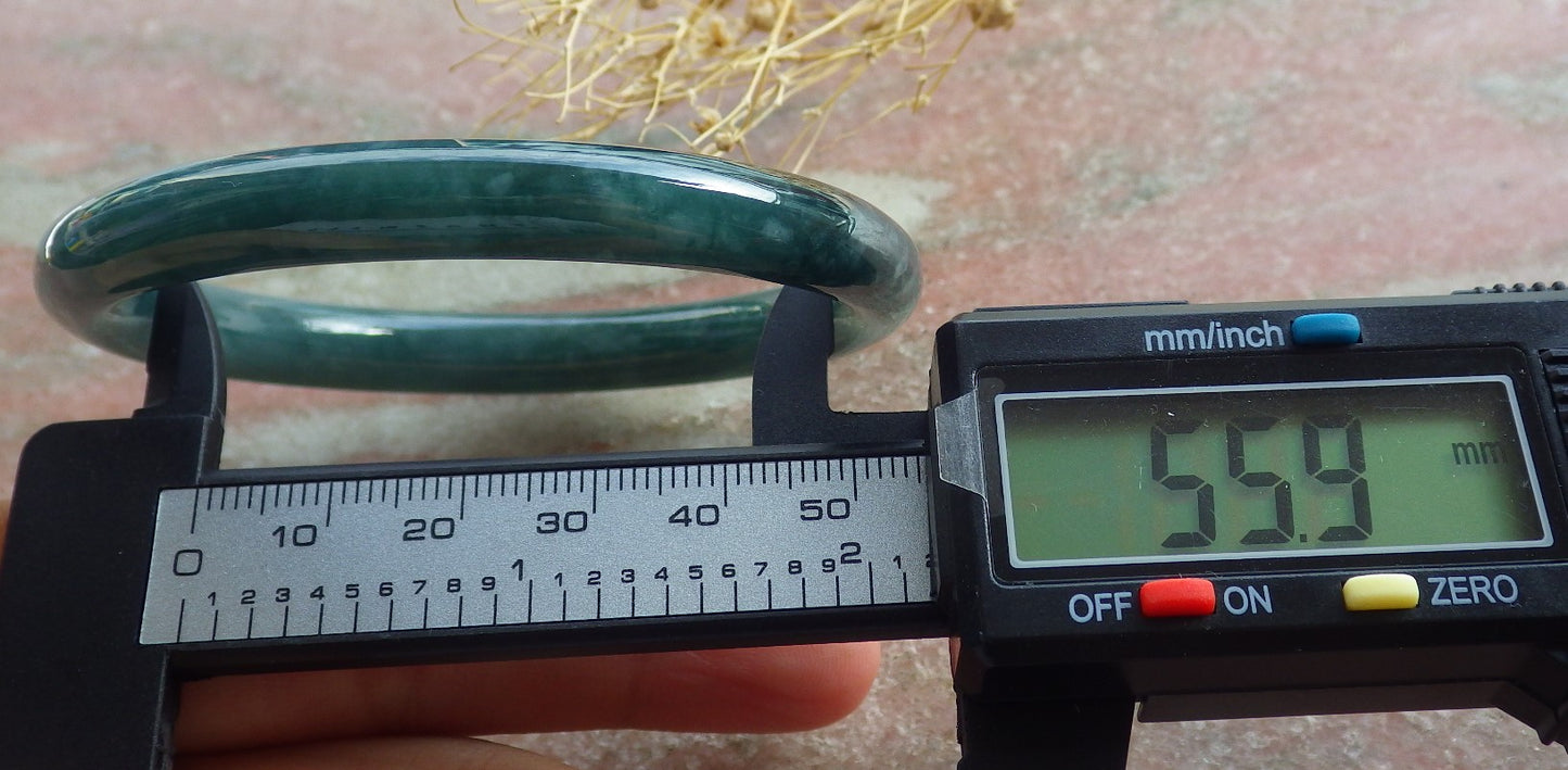 Certified Icy Green Burma 100% Natural A JADE Jadeite Circle Bangle Bracelet 56 mm 手镯 639189  TN