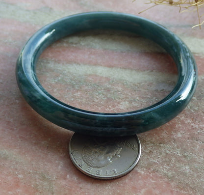 Certified Icy Green Burma 100% Natural A JADE Jadeite Circle Bangle Bracelet 56 mm 手镯 639189  TN