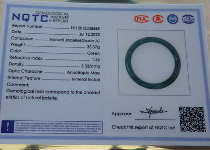 Certified Icy Green Burma 100% Natural A JADE Jadeite Circle Bangle Bracelet 56 mm 手镯 639189  TN