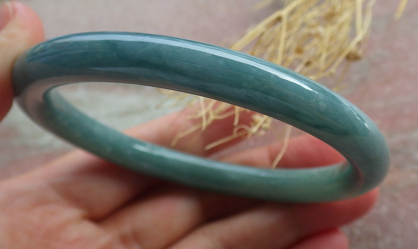 Certified Icy Green Burma 100% Natural A JADE Jadeite Circle Bangle Bracelet 60 mm 手镯 639211  TN