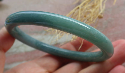 Certified Icy Green Burma 100% Natural A JADE Jadeite Circle Bangle Bracelet 60 mm 手镯 639211  TN