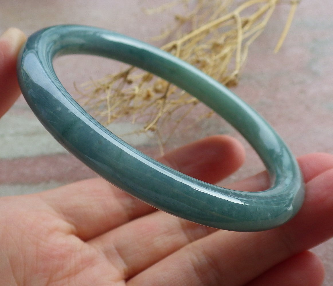 Certified Icy Green Burma 100% Natural A JADE Jadeite Circle Bangle Bracelet 60 mm 手镯 639211  TN