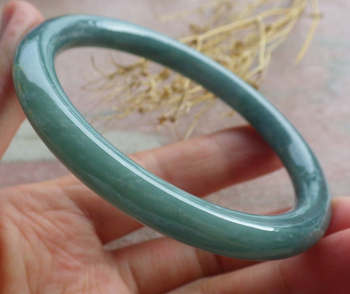 Certified Icy Green Burma 100% Natural A JADE Jadeite Circle Bangle Bracelet 60 mm 手镯 639211  TN